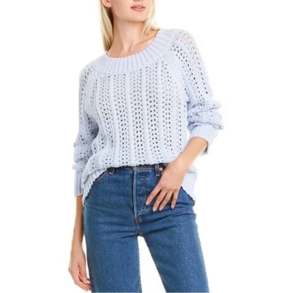 J. Crew Pointelle Beach Sweater Blue Size Medium